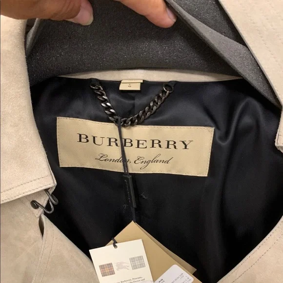 Burberry Kyrewood Suede Trench Coat Size Large - Picture 4 of 7
